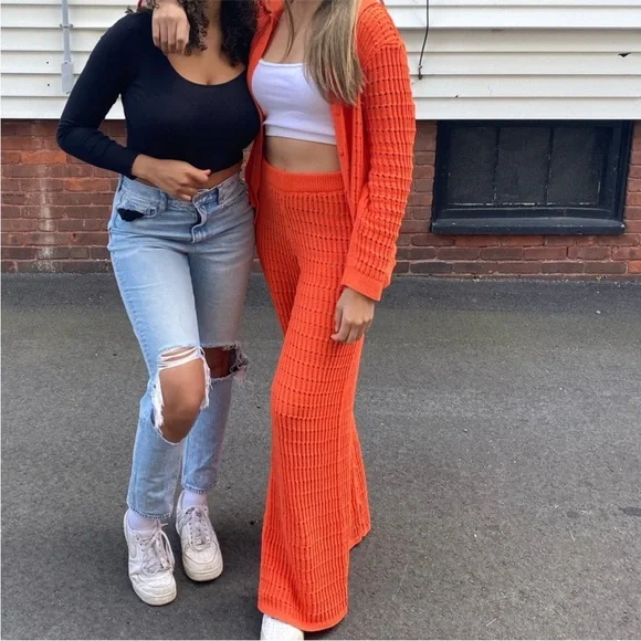 Zara crochet knit set orange color size M - Picture 3 of 5